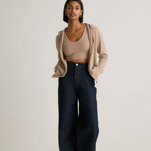 Quince Mongolian Cashmere Full-Zip Hoodie Oatmeal - Picture 4 of 5